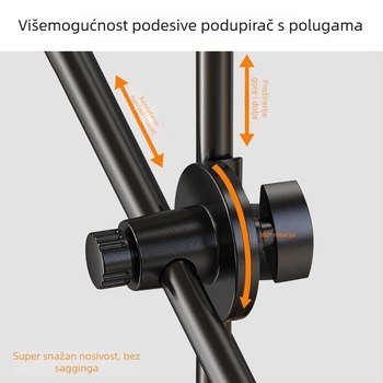 Držač za snimanje mobitela s rasvjetom iznad — stolni ili podni nosač, univerzalni plastični držač, protiv podrhtavanja, za live streaming i snimanje videa