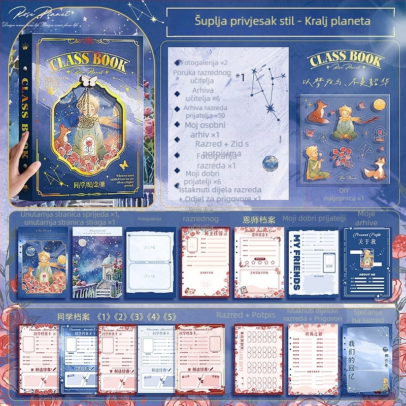 Kappa bear dnevnik s listovima za zabilješke učenika, završni album šestog razreda, DIY adresar i foto album, PVC omot