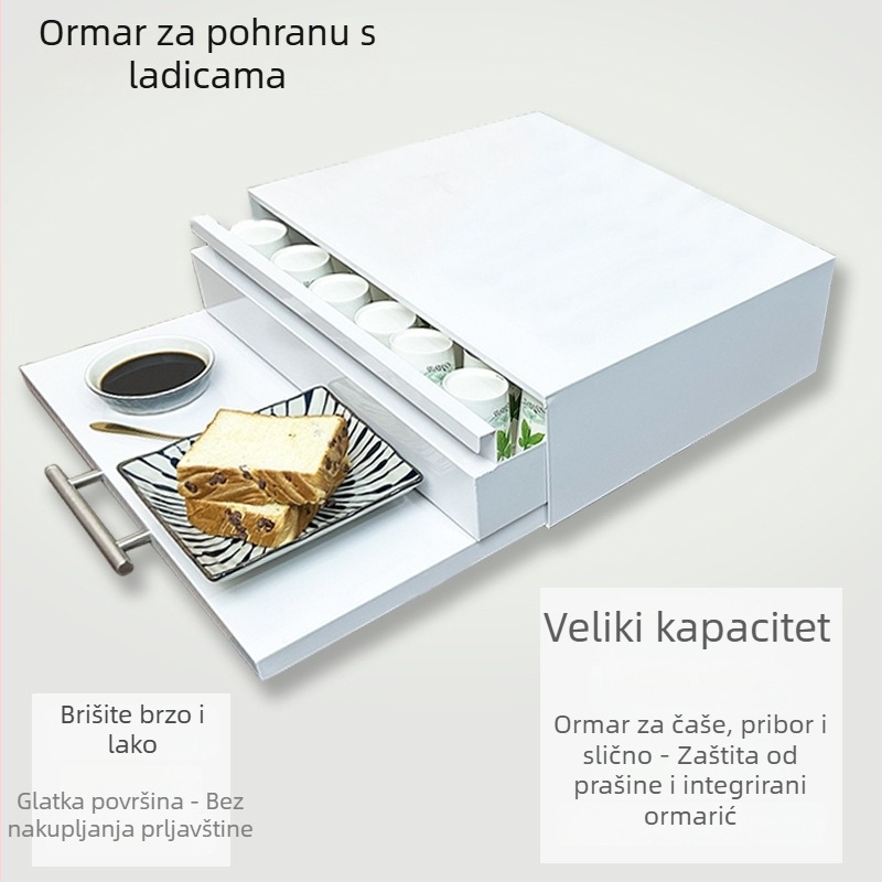 Metalni proširivi dvostruki stalak za mikrovalnu pećnicu, podni stalak, trapezni dizajn, višestruka uporaba, bez montaže.