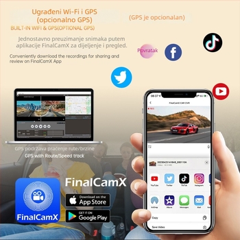 4K dash kamera za vozila s izvanrednim noćnim vidom, Wi‑Fi i mobilna aplikacija, 170° širok kut gledanja, montaža na vjetrobransko staklo