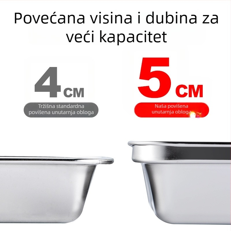 Kutija za obrok od nehrđajućeg čelika 304, izolirana, s tri, četiri ili pet pretinaca, kvadratnog oblika, sa kopčom i držačem