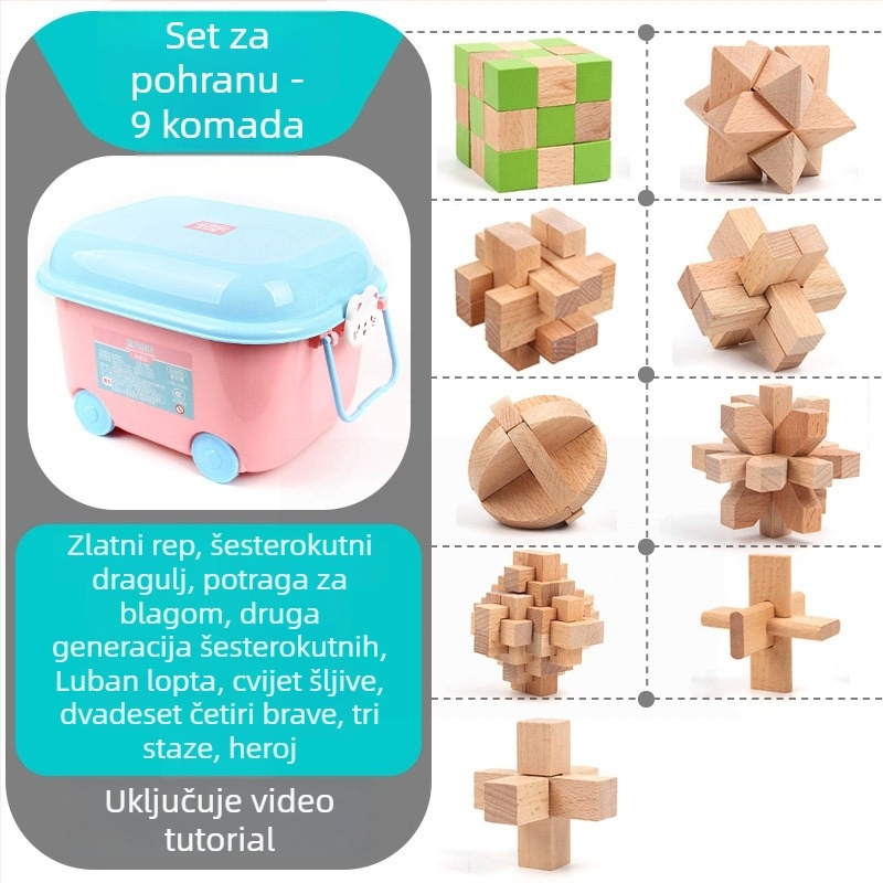 Kongming Lock Luban Ball set – Puzzle s devet puta povezanih prstena, Lerth, za djecu 4–6 godina