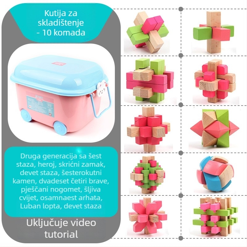 Kongming Lock Luban Ball set – Puzzle s devet puta povezanih prstena, Lerth, za djecu 4–6 godina