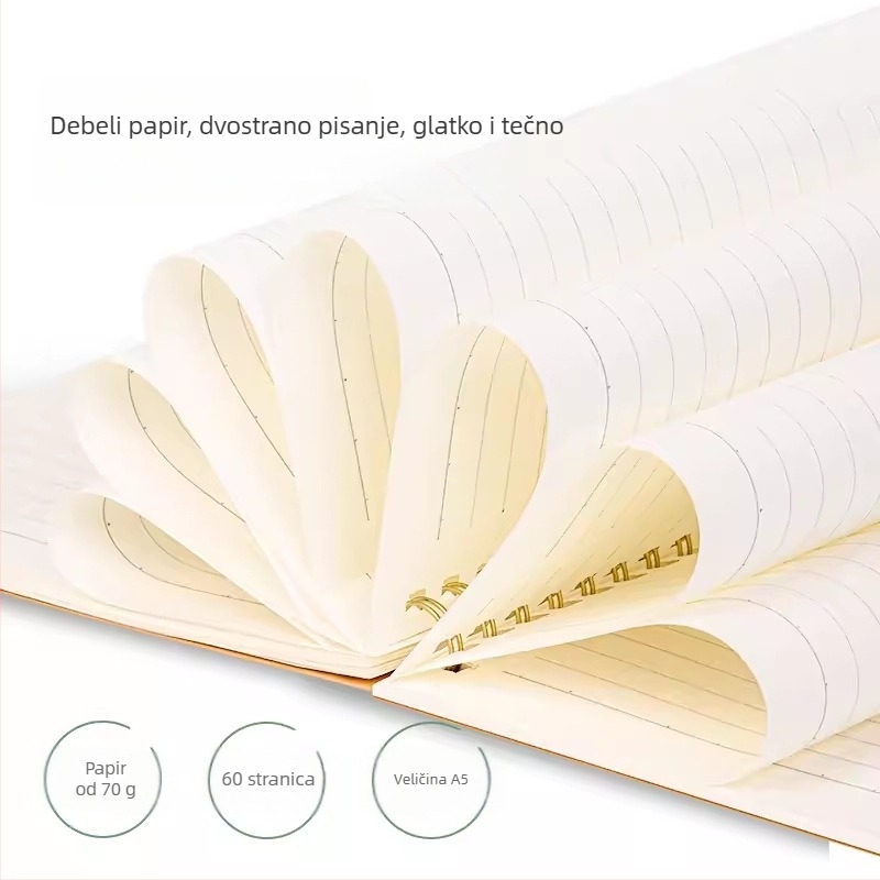 Deli LA560 spiralni bilježnica s kraft omotom, model LA560-06, 60 stranica, papir 70 g/m²