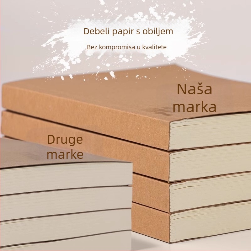 Deli bilježnica s ljepilnim povezom, korica od papira, 80 g/m² papir od drvne pulpe, 256 stranica