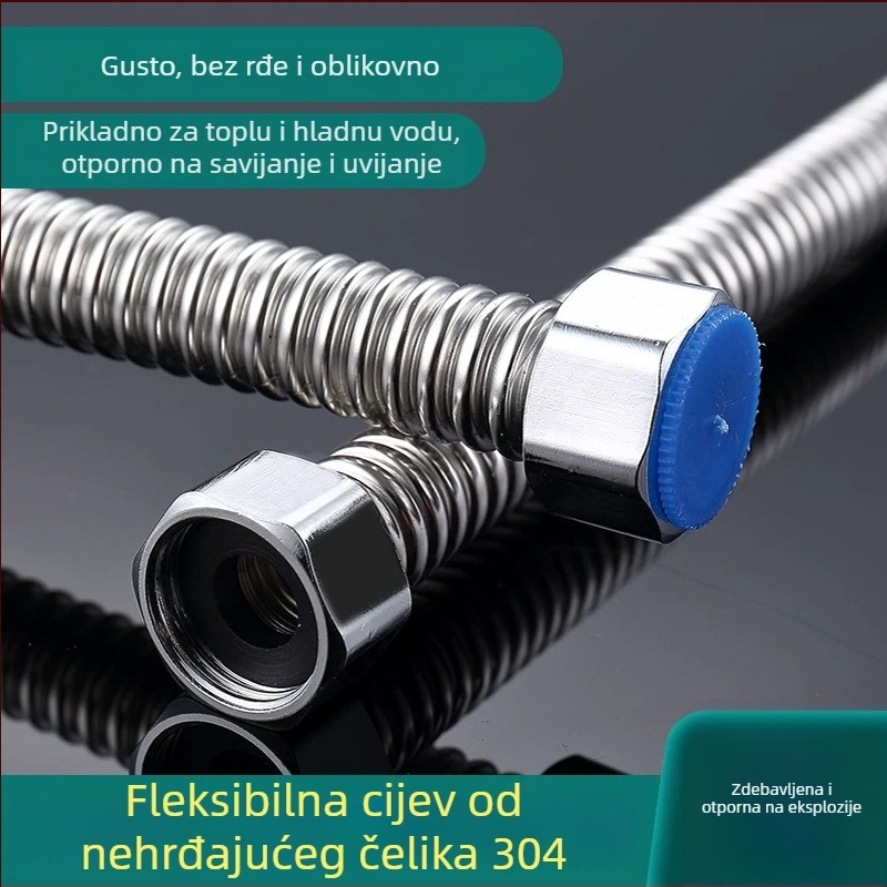 304 nehrđajući čelik – savitljiva vlnovita cijev visoke tlaka za dovod vode bojleru (hladna i topla voda)