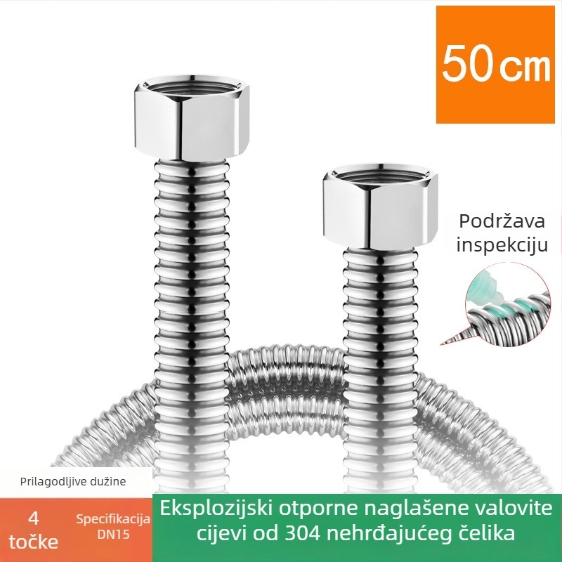 304 nehrđajući čelik – savitljiva vlnovita cijev visoke tlaka za dovod vode bojleru (hladna i topla voda)