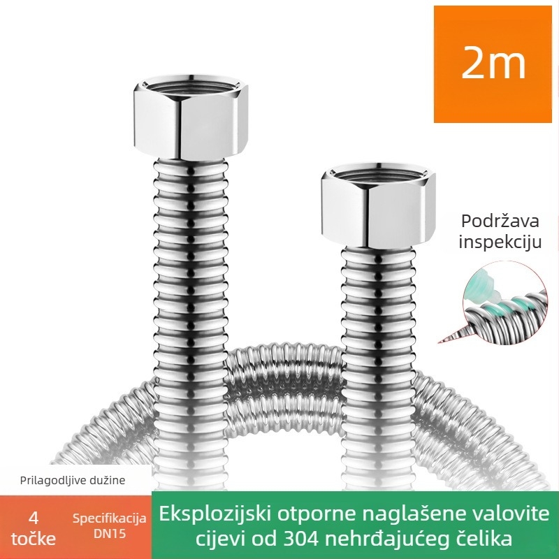 304 nehrđajući čelik – savitljiva vlnovita cijev visoke tlaka za dovod vode bojleru (hladna i topla voda)