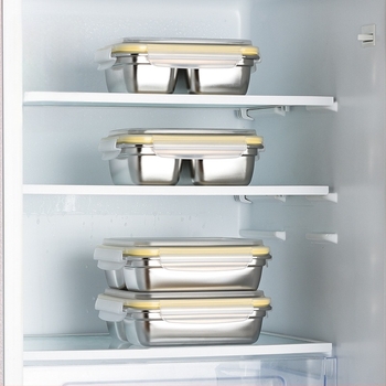 Kutija za obrok od 304 nehrđajućeg čelika, izolirana, pogodna za mikrovalnu, podijeljeni pravokutni dizajn, kapacitet 0,5–0,8 l