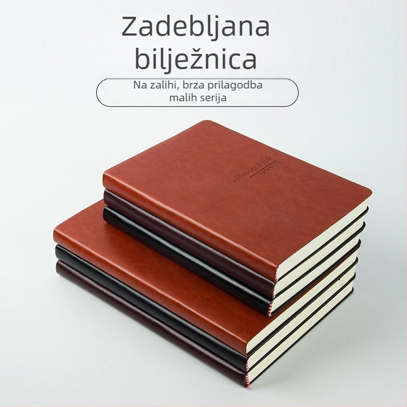 Notes s kožnim uvezom, spiralno povezivanje, papir 80 g/m², 200–300 stranica, serija 50, poslovni uredski stil