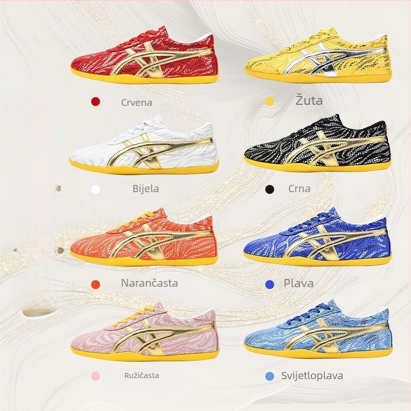 Wu Shu trening tenisice Unisex, gornji dio od mikrovlaknaste kože, potplata od telećeg tetiva, niski potpetica 1–3 cm, prozračne, lagane, protuklizne, unutarnje fitness tenisice