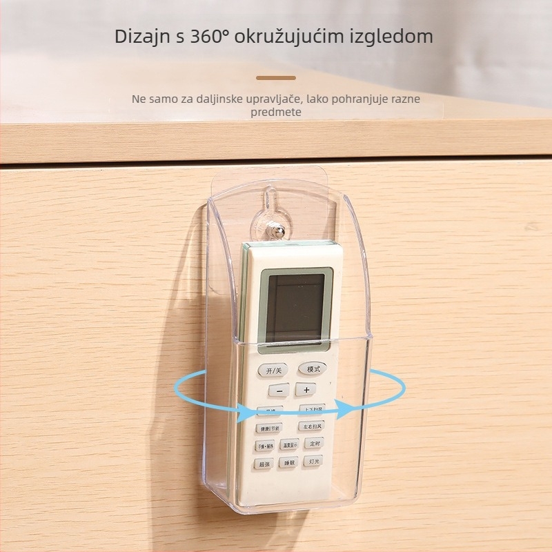 Akrilna zidna kutija za daljinske upravljače, prozirna, montaža bez bušenja, kapacitet 0,6 L, za daljinske upravljače televizora i klima uređaja