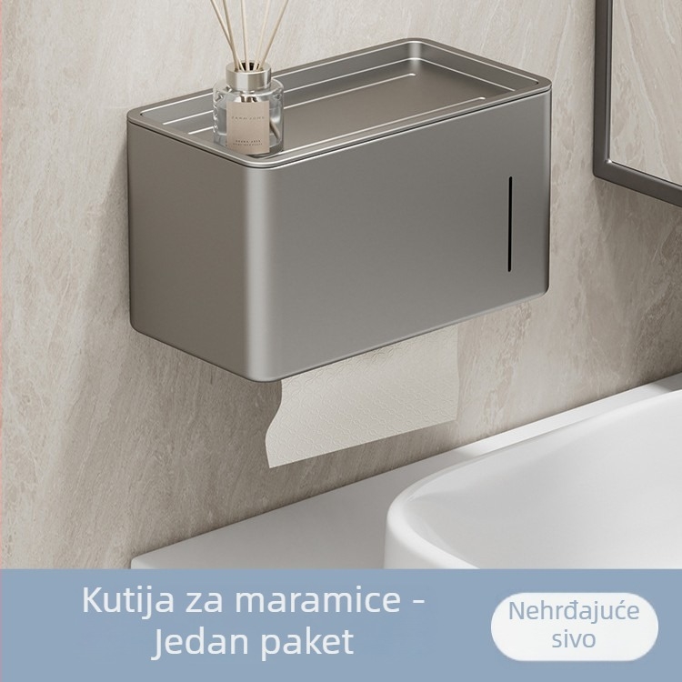 Kutija za papirne ubruse – karbonsko željezo, zidni držač za rolu papira, kupaonica, vodootporna i višenamjenska