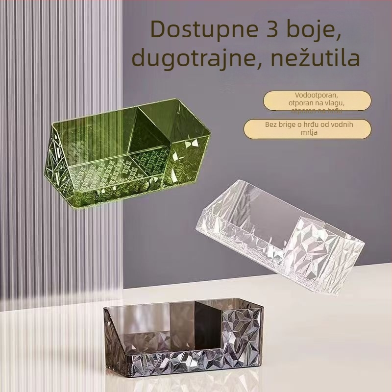 Zidni plastični stalak za pohranu s drenažnom kutijom – bez bušenja, 1 razina, višestruka primjena za kupaonicu/make-up