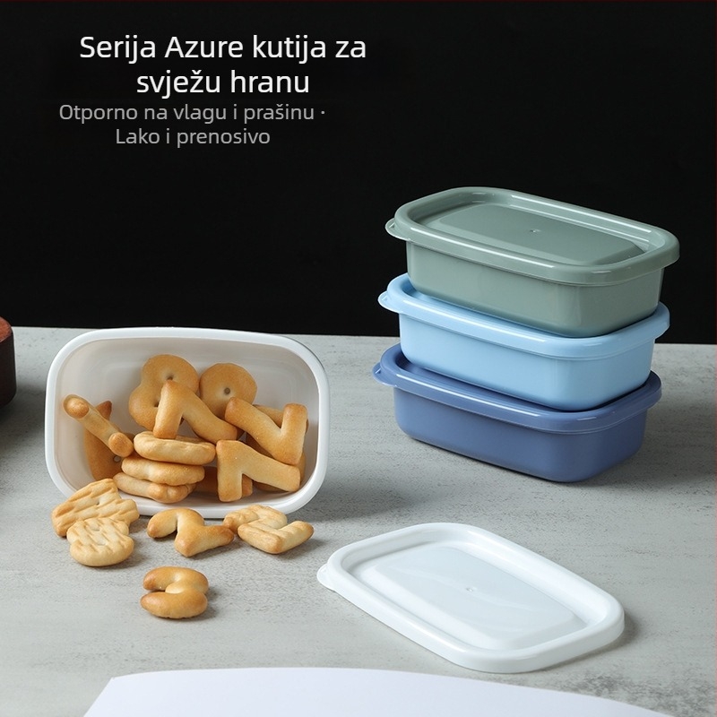 Četverodijelni plastični kvadratni set kutija za čuvanje hrane, mikrovalna kompatibilnost, kapacitet 301-500 ml