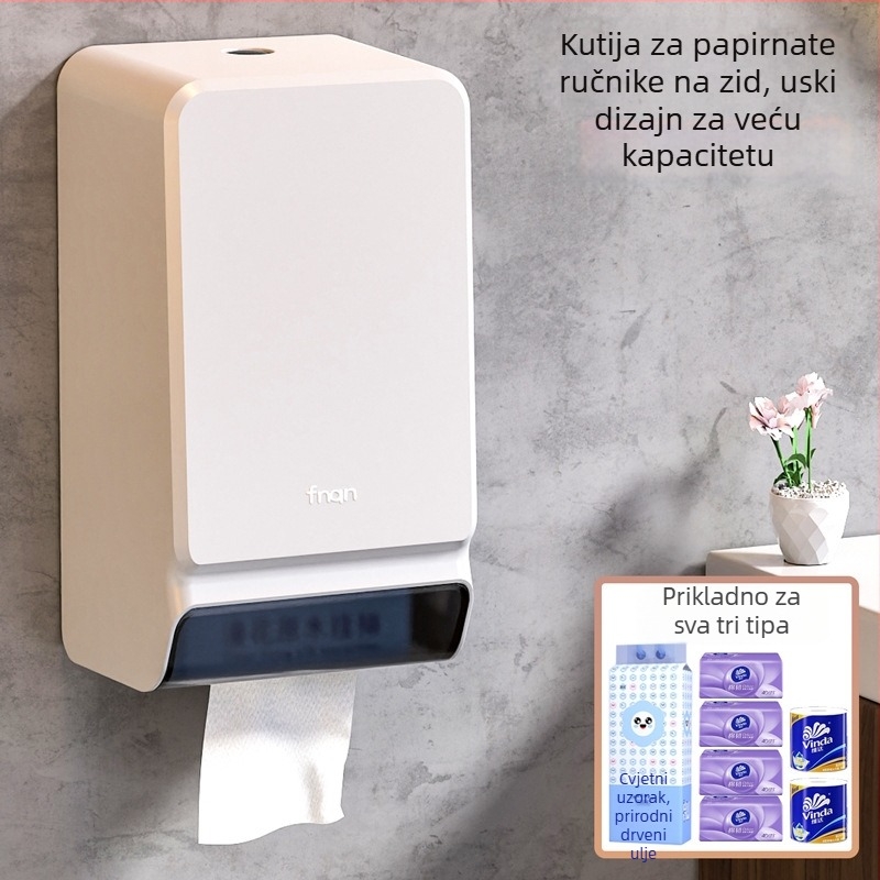 Zidna kutija za maramice, bez bušenja, plastična, model fq3008, paket 16 komada, višenamjenska, moderni minimalistički stil