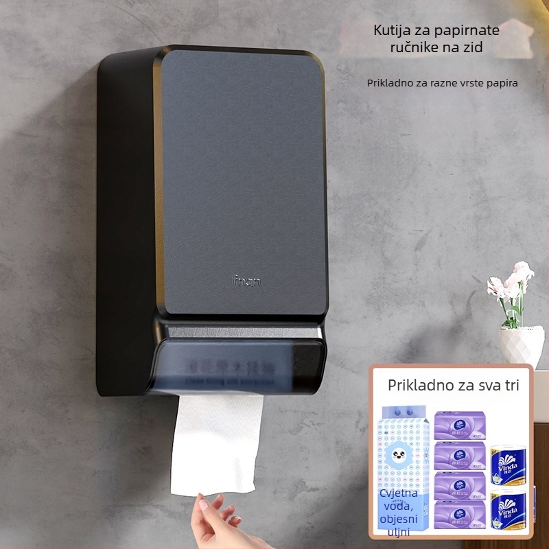 Zidna kutija za maramice, bez bušenja, plastična, model fq3008, paket 16 komada, višenamjenska, moderni minimalistički stil