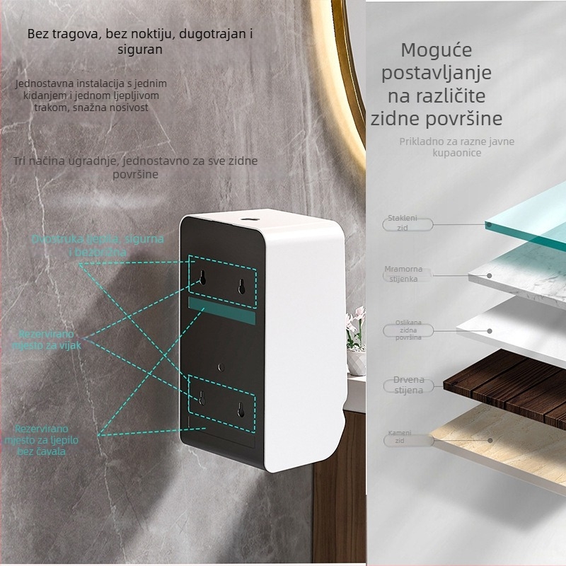 Zidna kutija za maramice, bez bušenja, plastična, model fq3008, paket 16 komada, višenamjenska, moderni minimalistički stil