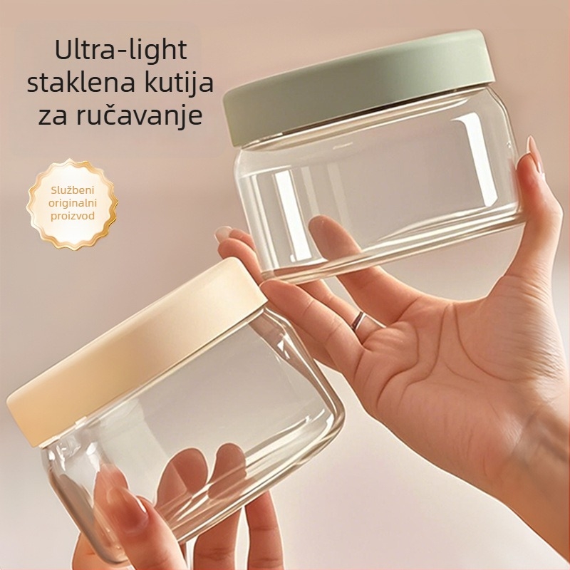 Staklena kutija za ručak, staklo visoke borosilikatne kvalitete, mikrovalna sigurnost, kapacitet 501–800 ml, hermetički poklopac