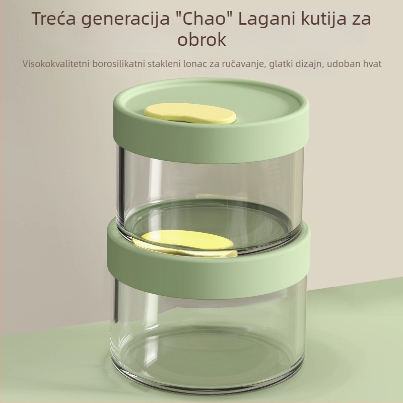 Staklena kutija za ručak, staklo visoke borosilikatne kvalitete, mikrovalna sigurnost, kapacitet 501–800 ml, hermetički poklopac