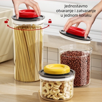 Oufele hermetički zatvarljiva okrugla posuda za hranu – PET+ABS, 3.1–4L, za žitarice, grickalice, začine i zrna kave