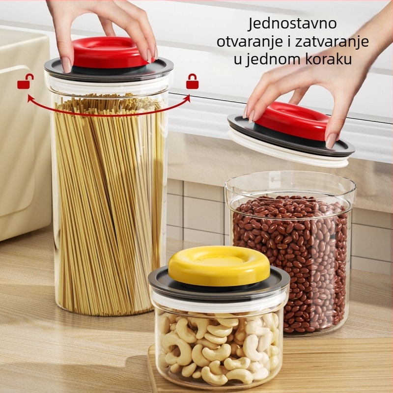 Oufele hermetički zatvarljiva okrugla posuda za hranu – PET+ABS, 3.1–4L, za žitarice, grickalice, začine i zrna kave