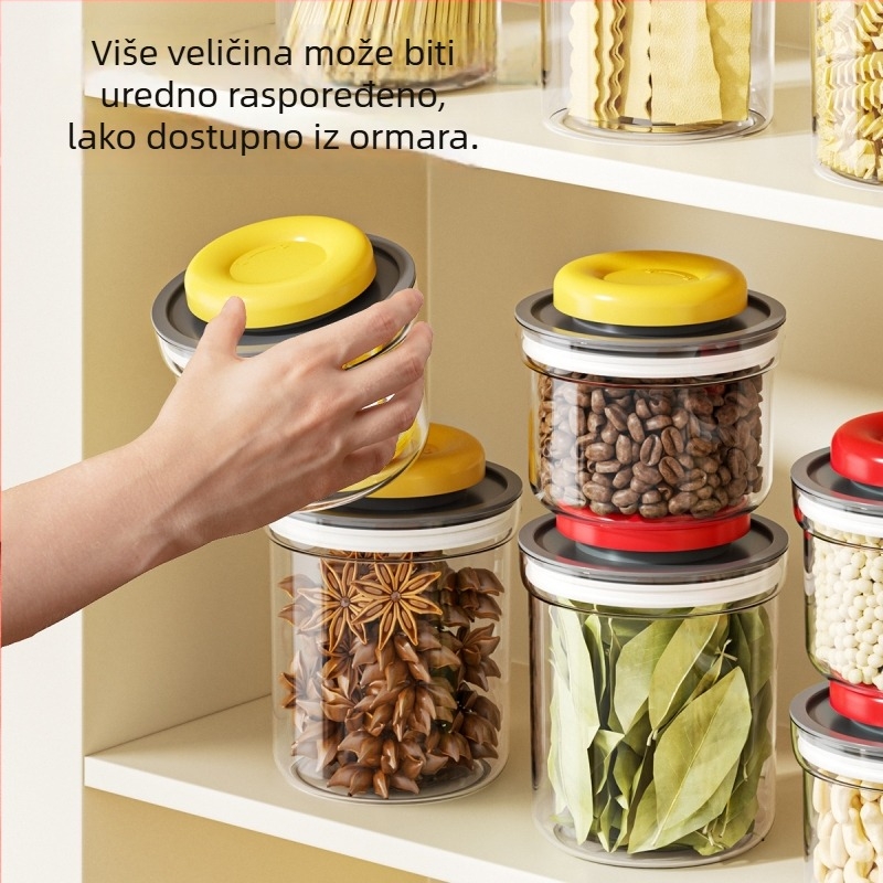 Oufele hermetički zatvarljiva okrugla posuda za hranu – PET+ABS, 3.1–4L, za žitarice, grickalice, začine i zrna kave