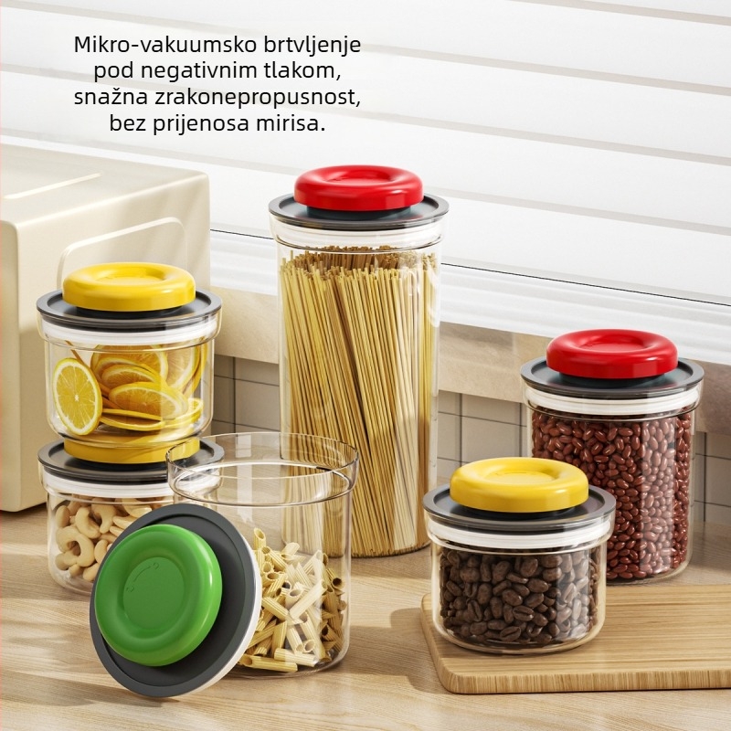 Oufele hermetički zatvarljiva okrugla posuda za hranu – PET+ABS, 3.1–4L, za žitarice, grickalice, začine i zrna kave