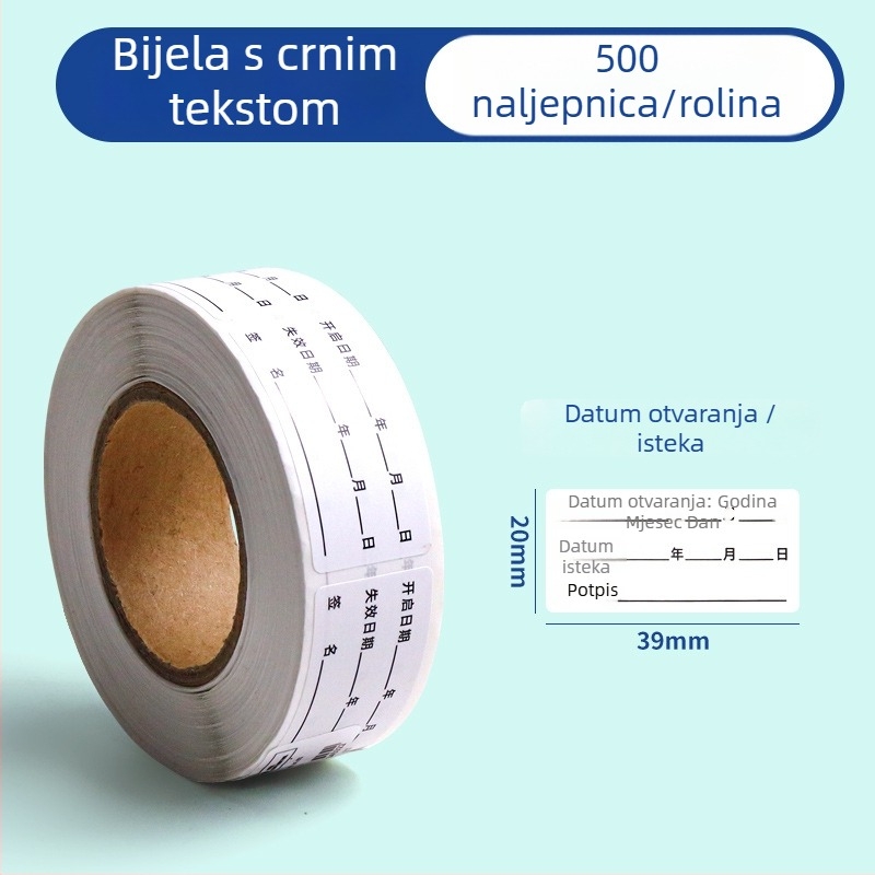 Bedome Etiketa datuma isteka – PVC samoljepljiva, ručno pisana etiketa