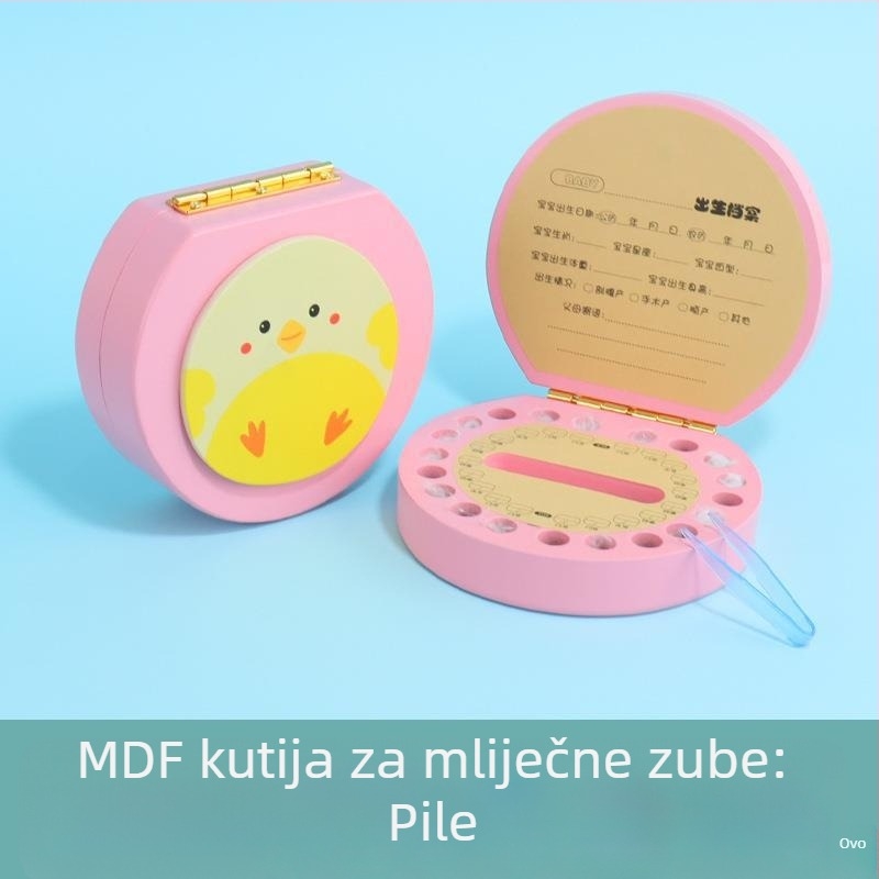 Kutija za mliječne zube za djecu — drvena kutija za pohranu zuba, uspomena na prve zube