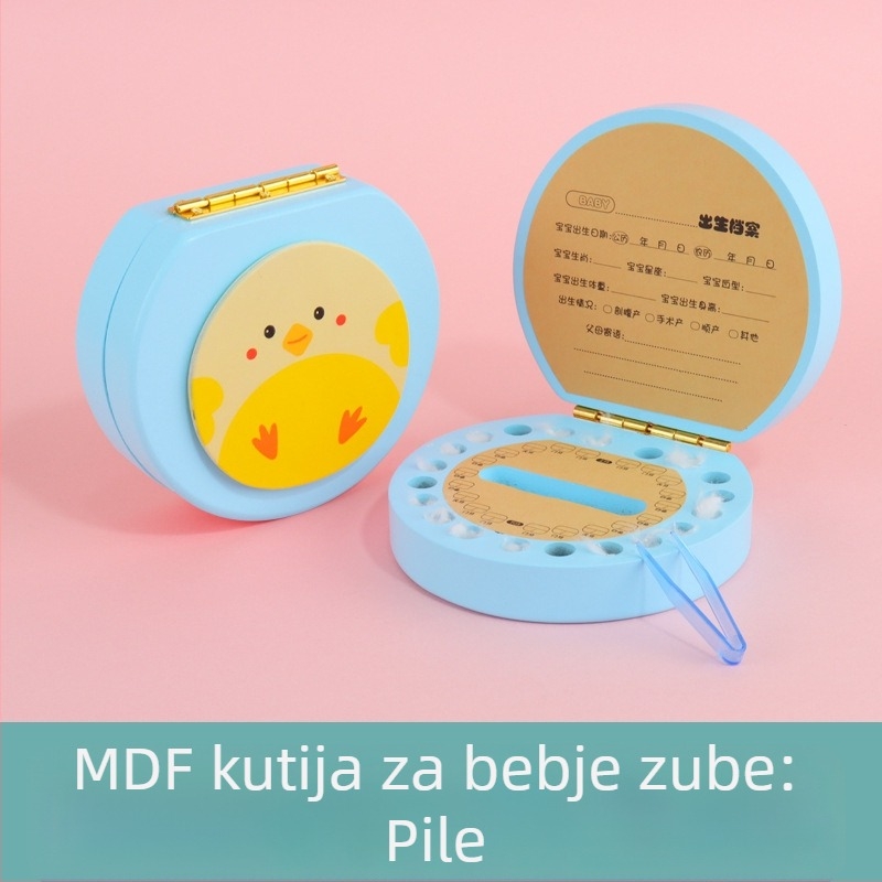 Kutija za mliječne zube za djecu — drvena kutija za pohranu zuba, uspomena na prve zube