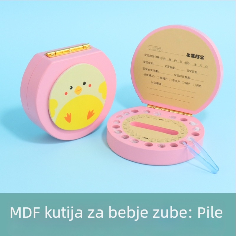Kutija za mliječne zube za djecu — drvena kutija za pohranu zuba, uspomena na prve zube