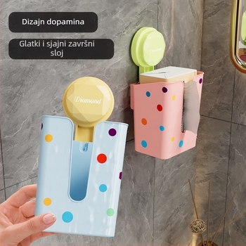 Zidna kutija za mokre maramice sa usisnom čašom, plastična, 24 kom, za kuhinju i kupaonu