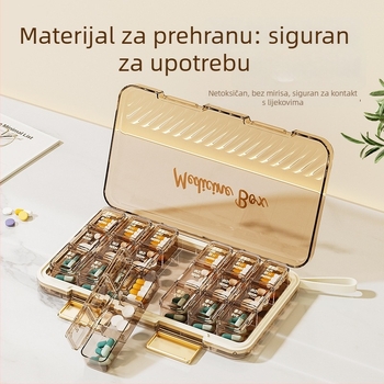 Ofl8820 prenosna kutija za tablete, plast PP+ABS, zatvoren poklopac s pretincima, podijeljeni dizajn, preklopni poklopac