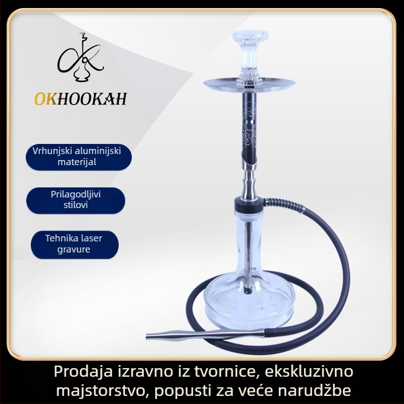 Aluminijska nargila set, moderan minimalistički stil, mogućnost otiska logotipa, prilagodljivo, 4-pakiranje