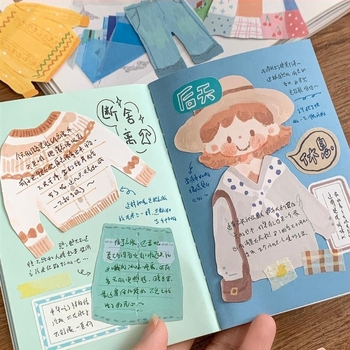 Dekorativne bilješke za unutarnje stranice planera iz serije uljni pastel: zagrljaj odjeće; Materijal: papir; Stil: moderni minimalizam; Izrada: otisak