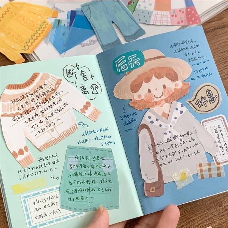 Dekorativne bilješke za unutarnje stranice planera iz serije uljni pastel: zagrljaj odjeće; Materijal: papir; Stil: moderni minimalizam; Izrada: otisak