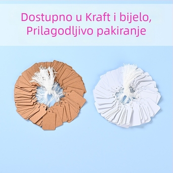 Darivna etiketa od kraft papira s pamukovim koncem, može se ručno pisati za označavanje i numeriranje, dostupna prilagodba, offset boja tiskanje, 500 kom.
