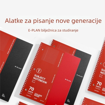 Bilježnica s tri rupe i mekim spiralom za pripremu ispita, perforirane stranice, 70 stranica, papir 80 g/m²