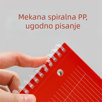 Bilježnica s tri rupe i mekim spiralom za pripremu ispita, perforirane stranice, 70 stranica, papir 80 g/m²
