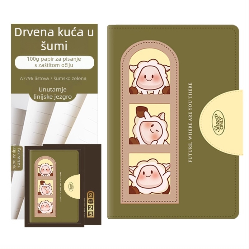 Dnevnik sa životinjskim stilom i sladkim crtanim dizajnom — Marka: Cagie/kajie; Futrola: sintetička koža; Papir: drvena pulpa; Gramatura papira: 100 g/m²; Stranica: 100–200
