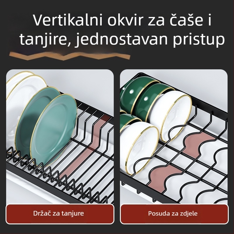 Emperor Držač posuđa od karbonskog čelika, na kuhinjskom pultu, organizator posuđa