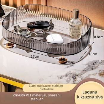Stolna kutija za pohranu s odjeljcima za kozmetiku i nakit, PET plastika, dva odjeljka.