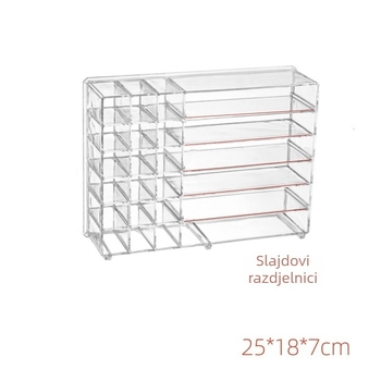 Stolni organizator za kozmetiku s pregradama, PS materijal, kapacitet 1 L, višestruka odjeljka za kozmetiku i kablove