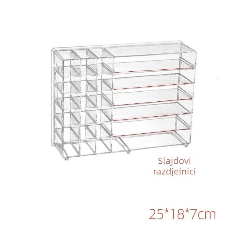 Stolni organizator za kozmetiku s pregradama, PS materijal, kapacitet 1 L, višestruka odjeljka za kozmetiku i kablove