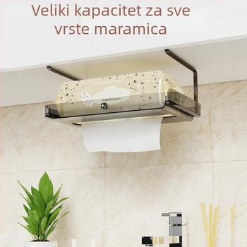 Zidni organizator za toaletni papir i ručnike s jednom policom, montaža usisnom čašicom, plast