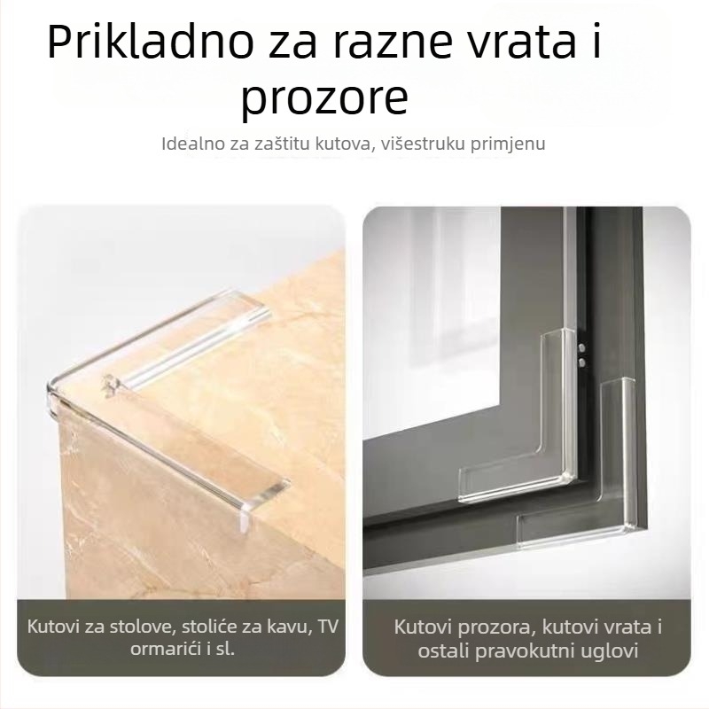 Silikonska zaštita za kutove prozora i stola — pravokutni oblik, zaštita od sudara, unutarnja upotreba