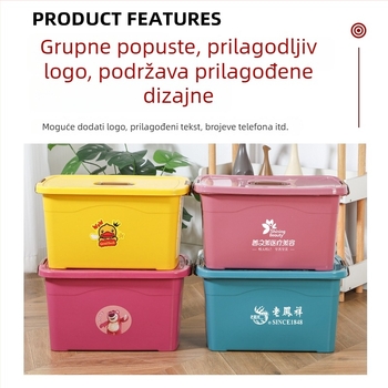 Velika plastična kutija za pohranu s poklopcem za deke, odjeću i igračke – prijenosni kućni organizator