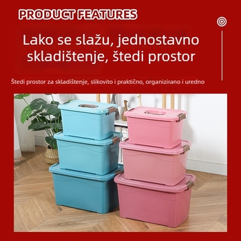 Velika plastična kutija za pohranu s poklopcem za deke, odjeću i igračke – prijenosni kućni organizator
