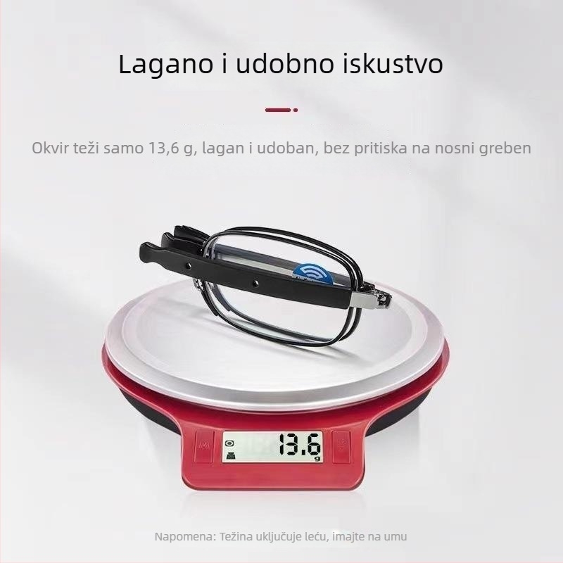 HD naočale za čitanje s zaštitom od plavog svjetla, sklopive, prijenosne, ultra lagane, za muškarce srednje dobi i starije, moderno uz karabiner za ključeve